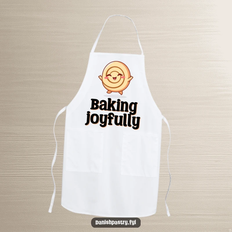Funny Cinnamon Roll Apron: A cheerful cinnamon roll hopping and winking while baking, a humorous and practical funny gift.
