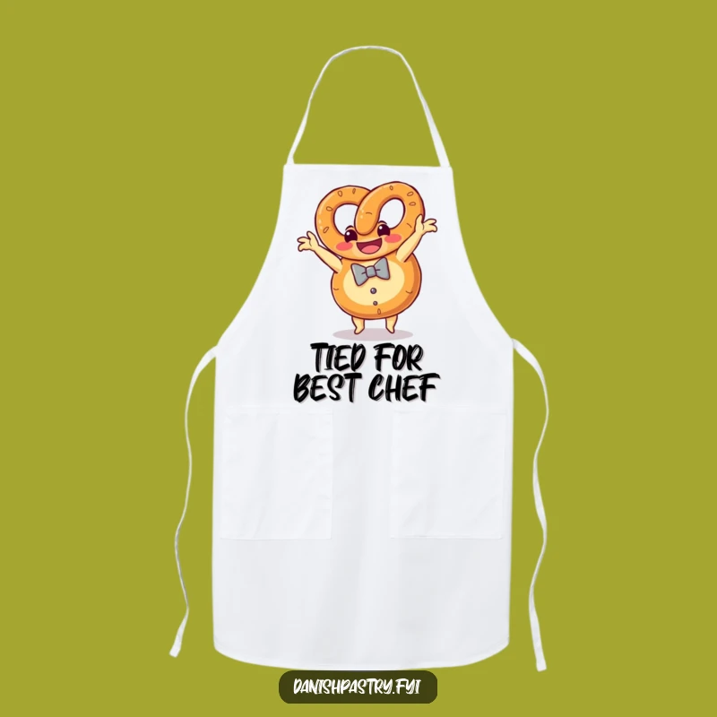 Funny Pretzel Somersault Apron: Grinning Bow Tie Snack Kitchen Gift