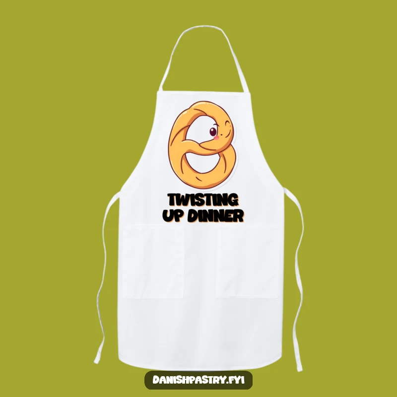 Funny Pretzel Spin Apron: Chef's Salty Character Design, Perfect Funny Gift