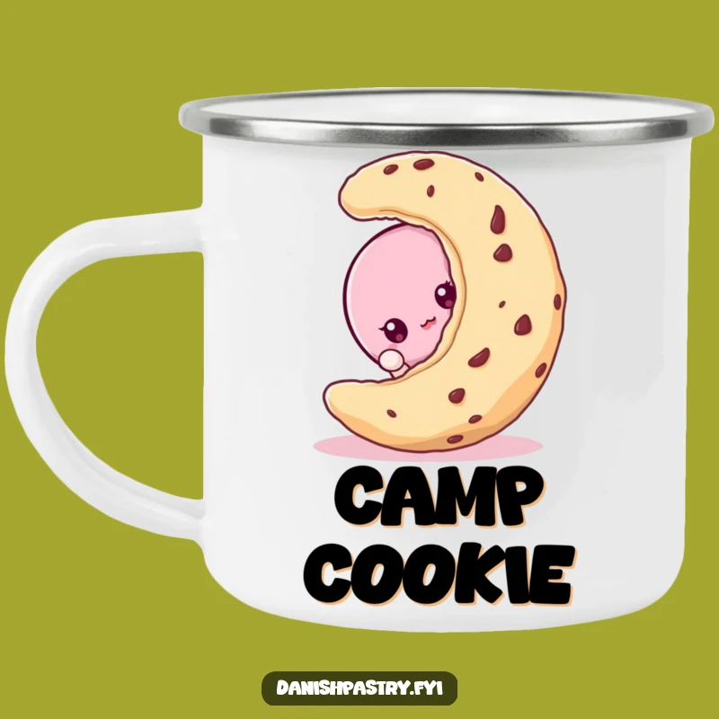 Funny Macaroon Peeking Camping Mug - Curious Dessert Companion for Adventures