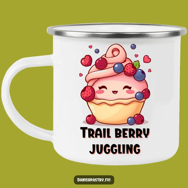 Funny Blushing Pastry Juggling Berries Camping Mug - Outdoor Sweet Gift
