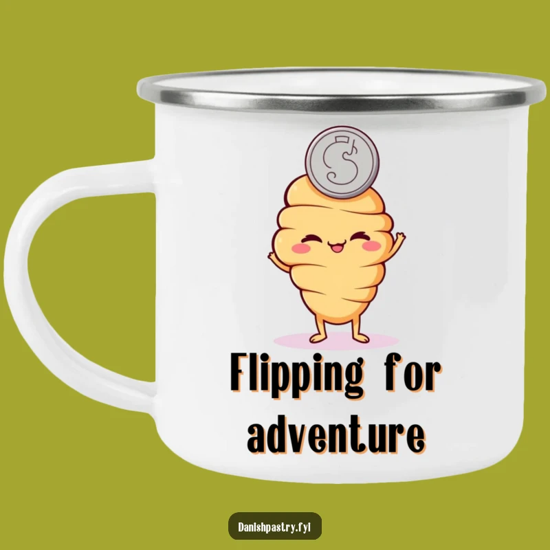Funny Croissant Coin Flip Camping Mug: Playful Adventures and Fun Gift