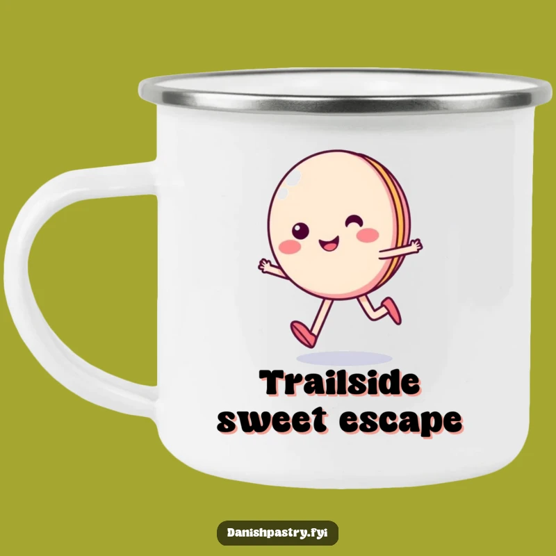 Funny Smiling Macaron Skips Camping Mug - Durable & Sweet Adventure Gift