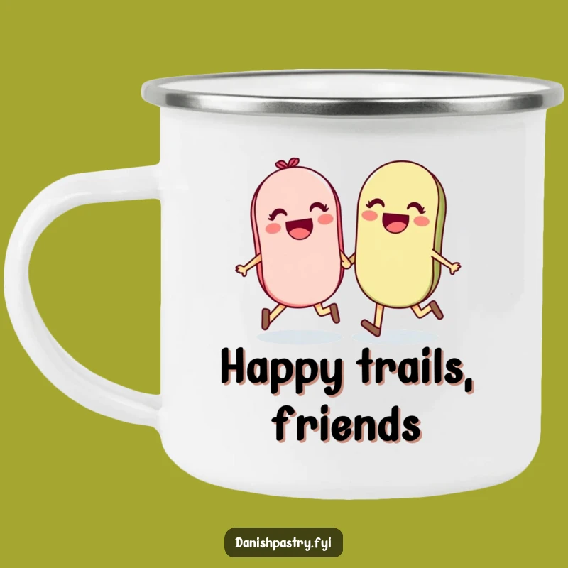 Funny Macaron Camping Mug - Cheerful Friends Outdoor Beverage Gift