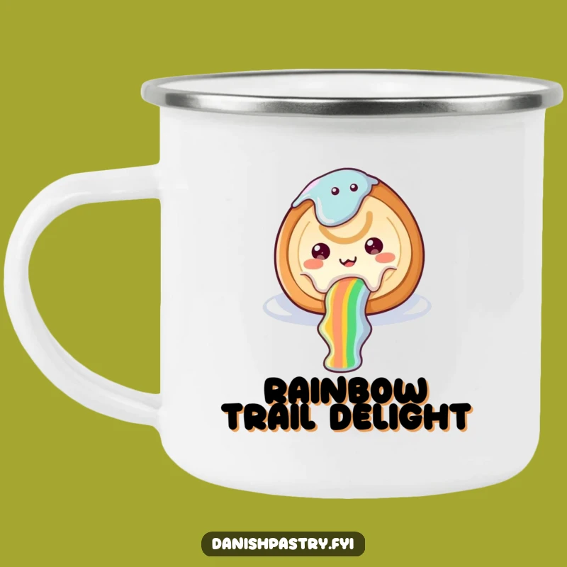 Funny Cinnamon Roll Camping Mug: Adventure with Sweet Rainbow Humor