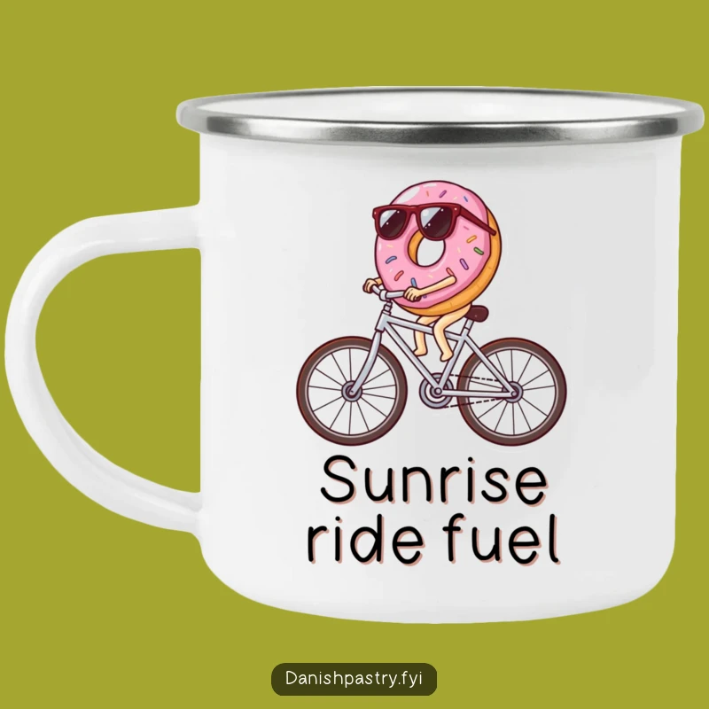 Funny Donut Bicycle Camping Mug: Cool Trail Pastry, Hilarious Outdoor Gift