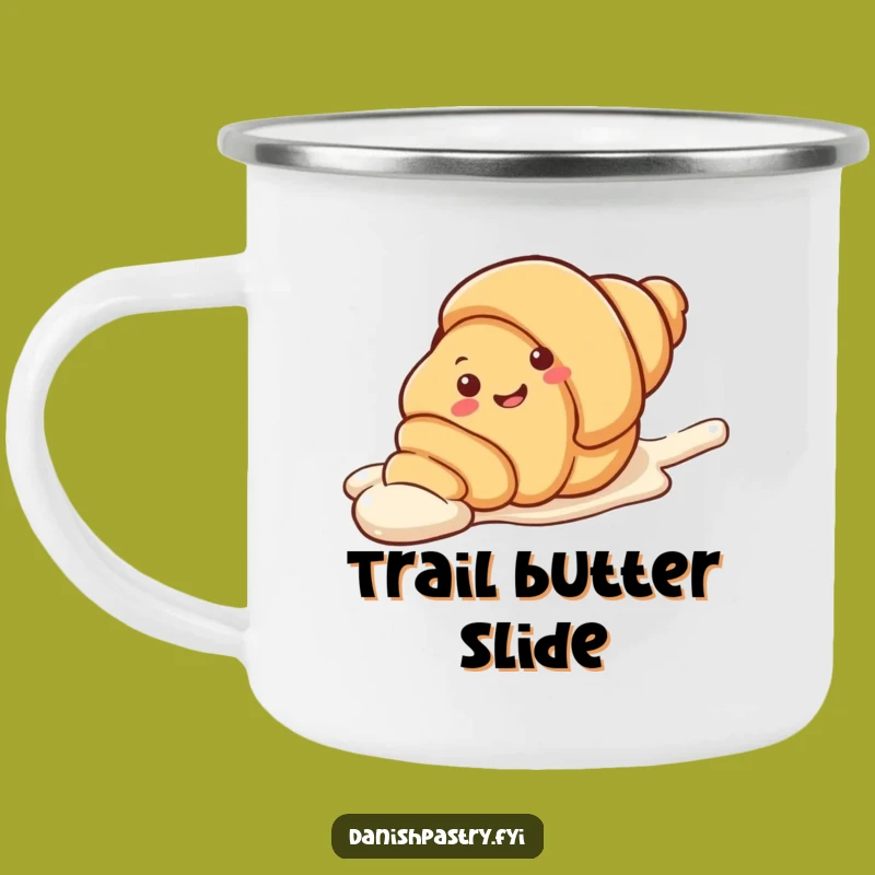 Funny Croissant Slide Camping Mug - Sweet Adventures, Playful Pastry, Perfect Funny Gift!