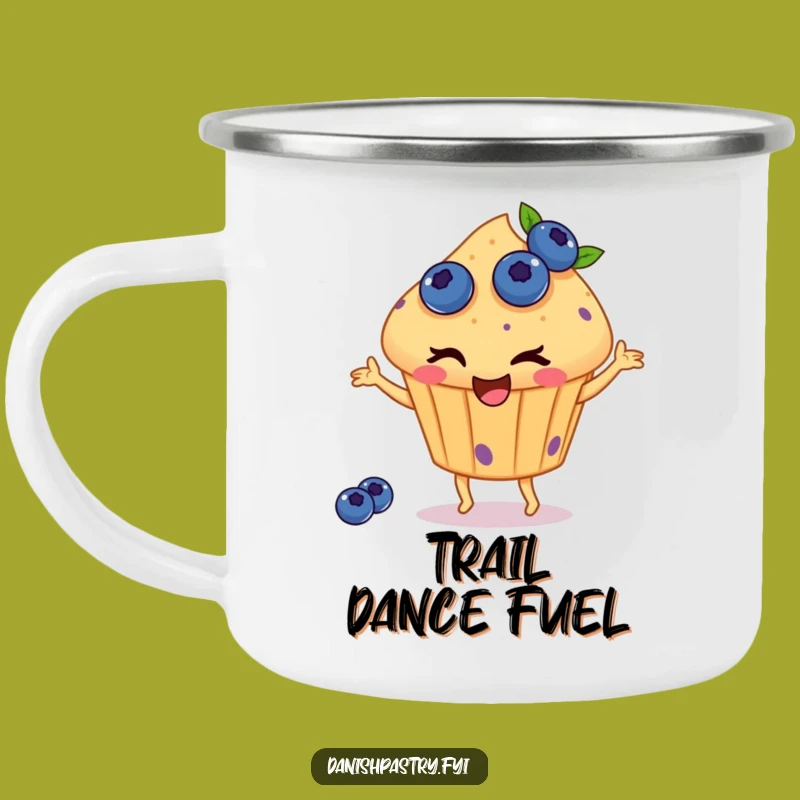 Funny Dancing Muffin Camping Mug - Blueberry Adventures!