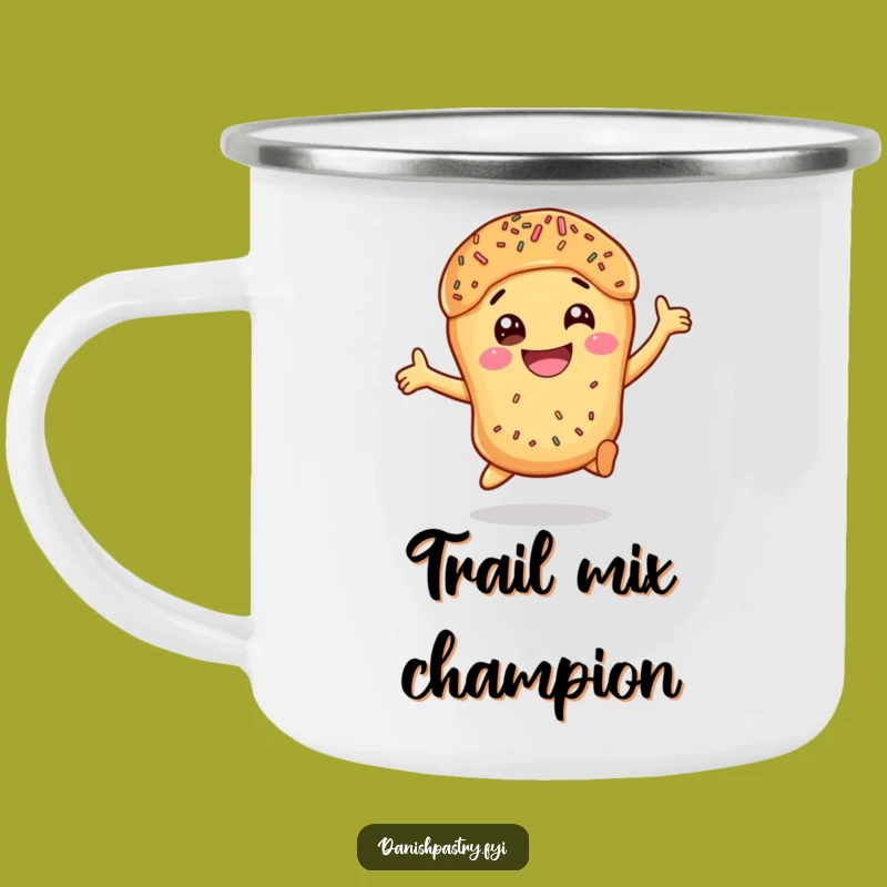 Funny Danish Pastry Leap Camping Mug: Trailside Sprinkled Cheer, Gift