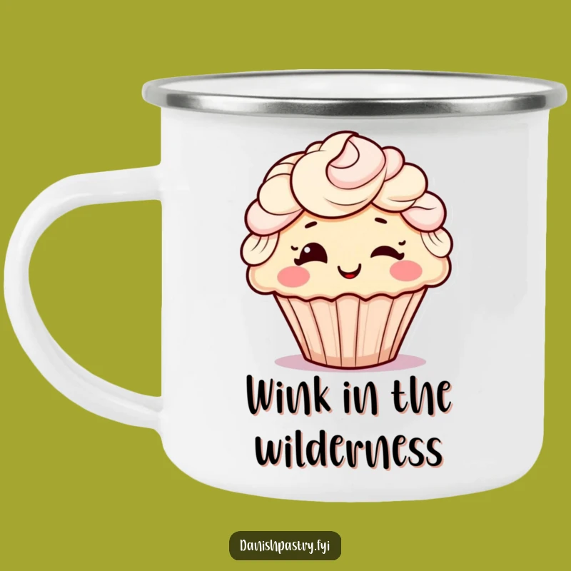 Funny Winking Cupcake Camping Mug: Cheerful Enamel Frosting Hair Cup, Humorous Gift