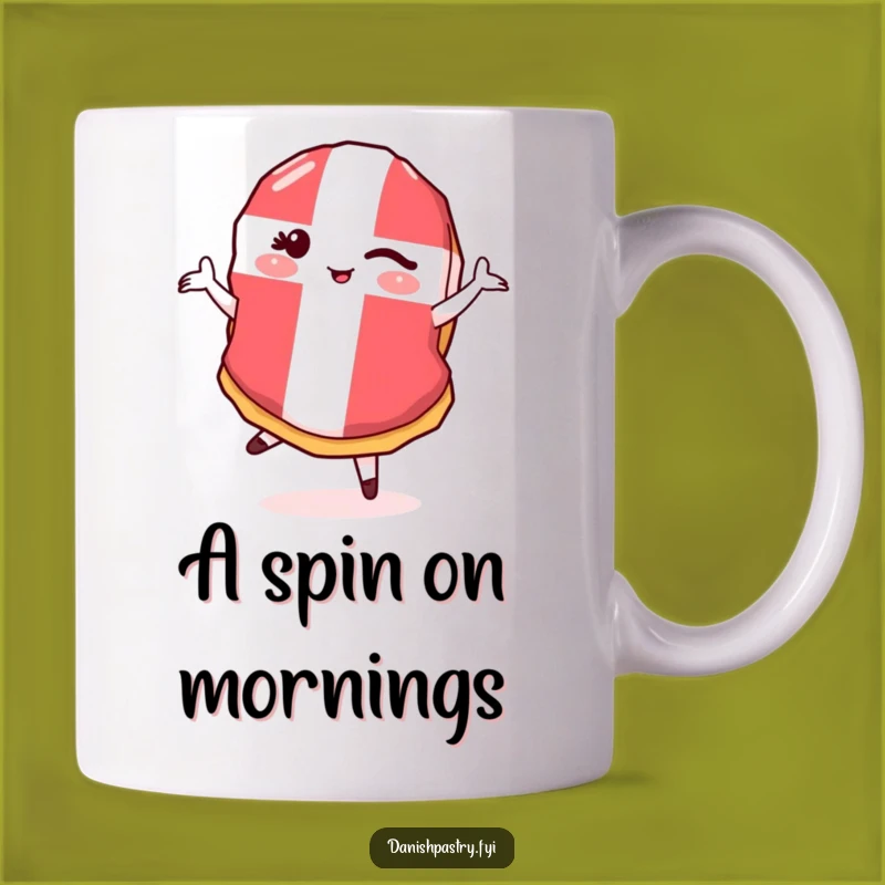 Funny Danish Flag Pastry Pirouette Mug: Playful Treat Gift, Perfect