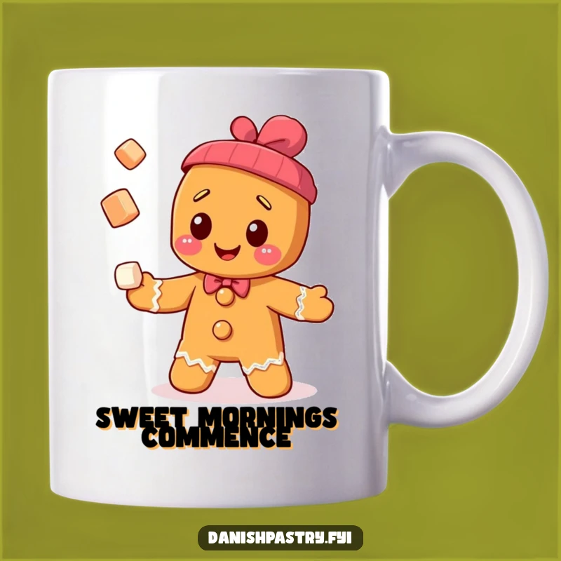 Funny Gingerbread Man Mug - Juggling Cubes Character Gift for Sweet Mornings