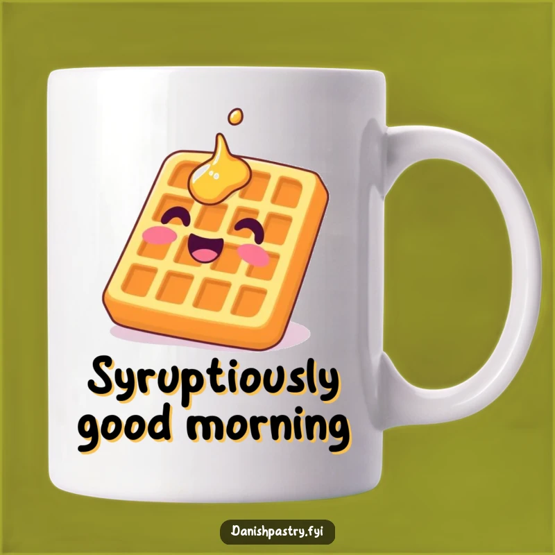 Funny Waffle Mug: Upside Down Syrup Grin Dessert Humor Gift