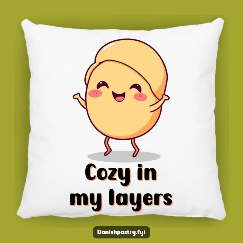Funny Croissant Jig Pillow: Smiling Pastry Dance Accent Pillow Gift