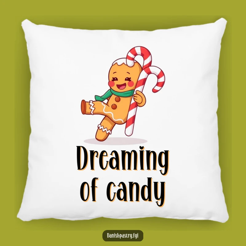 Funny Gleeful Gingerbread Man Kicking Candy Cane Pillow - Cozy Festive Gift