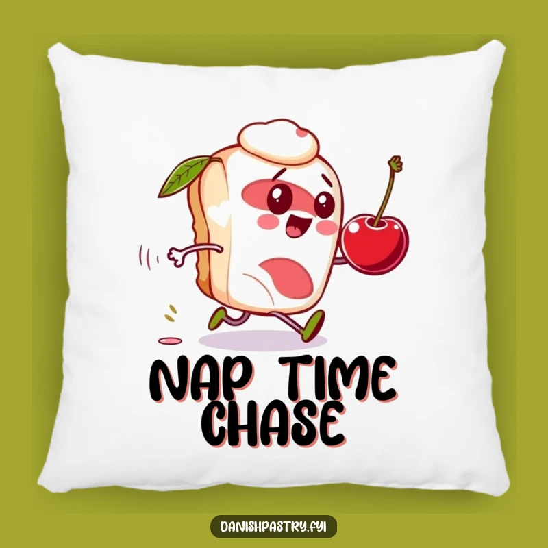 Funny Danish Pastry Pillow: Cherry Chase, Soft Humor, Perfect Funny Gift!