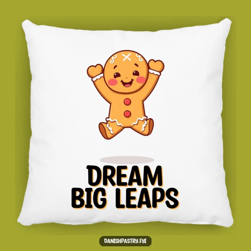 Funny Gingerbread Leap Pillow - Cozy & Celebratory Dessert Throw Pillow