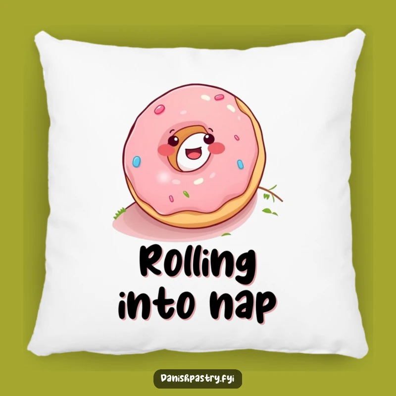 Funny Donut Rolling Down Hill Pillow - Comfy & Hilarious Home Decor