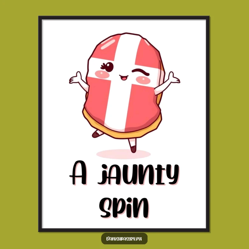 Funny Danish Flag Pastry Pirouette Digital Art: Instant Playful Joy, Gift