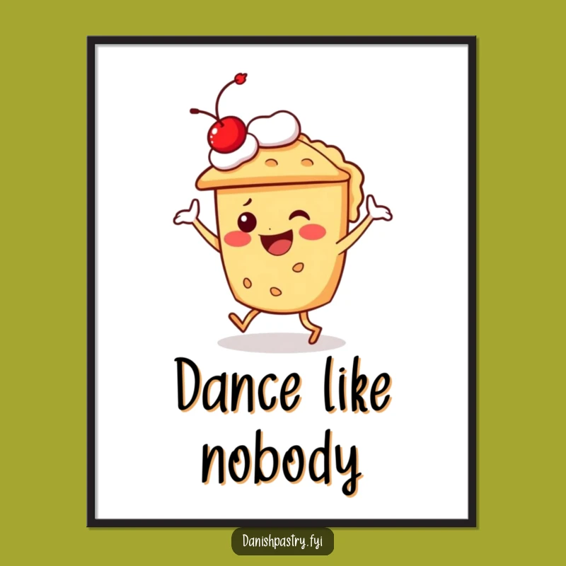 Funny Pie Character Dancing Digital Art - Hilarious Dessert Decor Print