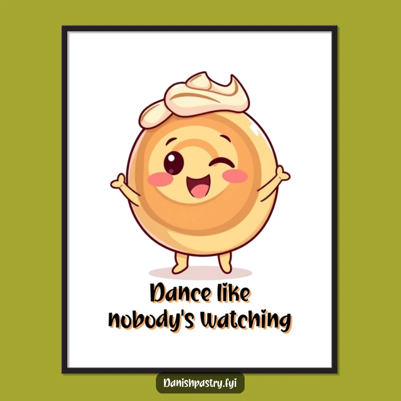 Funny Cinnamon Roll Dance Digital Art: Instant Joyful Pastry Decor