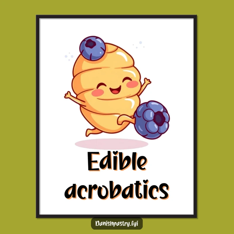 Funny Croissant Kicking Blueberry Digital Art - Instant Breakfast Humor Download