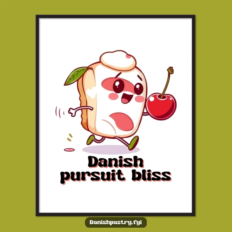 Funny Danish Pastry Digital Art: Cherry Chase, Instant Whimsy, Perfect Funny Gift!
