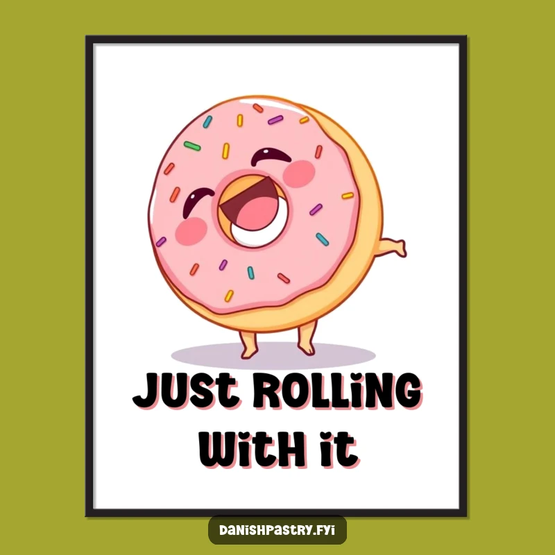 Funny Donut Somersault Digital Art: Laughing Sprinkles Printable, Ideal Humorous Gift