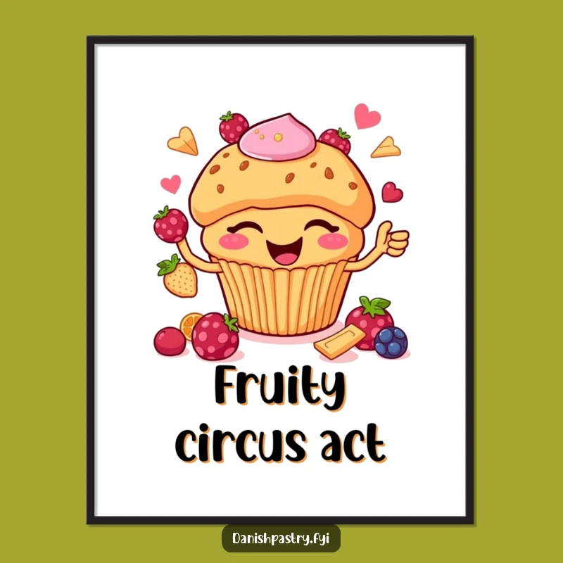 Funny Muffin Juggling Berries Digital Art - Instant Sweet Humor Download