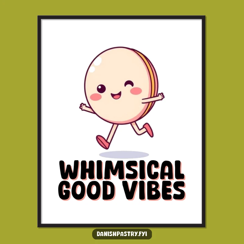 Funny Smiling Macaron Skips Digital Print - Instant Sweet Art Gift