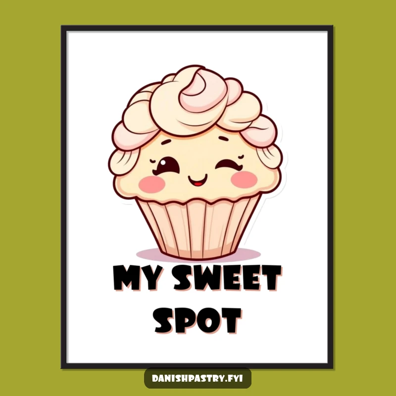 Funny Winking Cupcake Digital Art: Cheerful Frosting Hair Printable, Ideal Humorous Gift