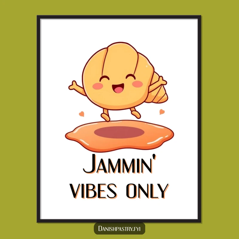 Funny Croissant Jam Leap Digital Art: Instant Humorous Pastry Decor, Perfect Funny Gift