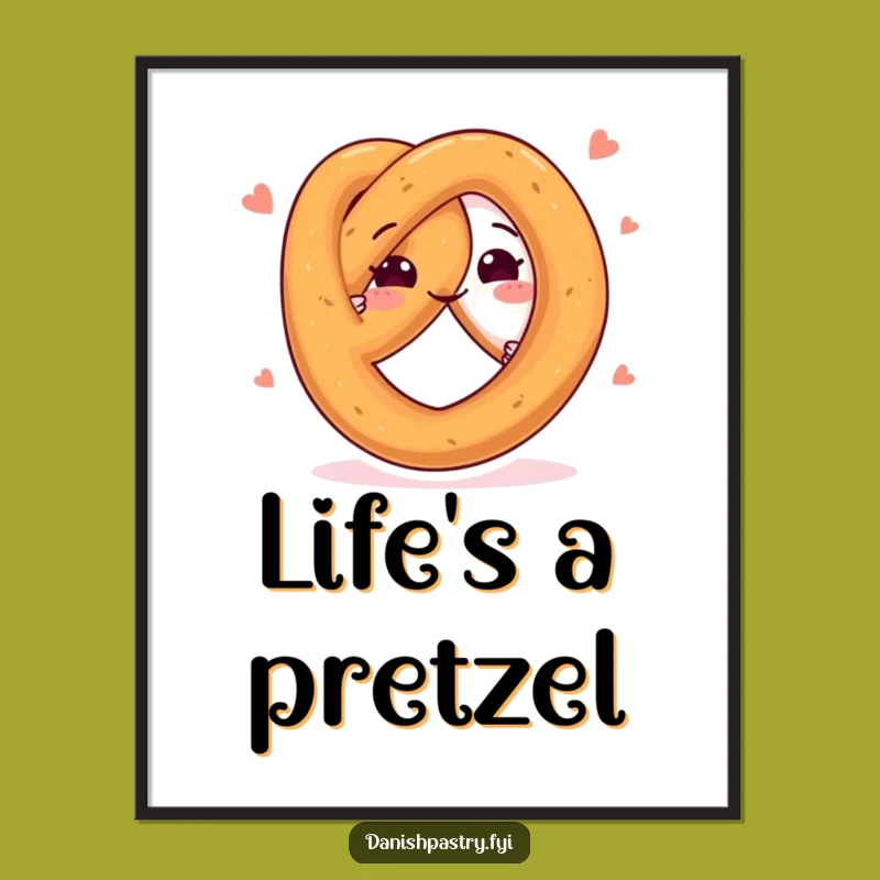 Funny Happy Pretzel Twists Digital Print - Instant Playful Snack Art Gift