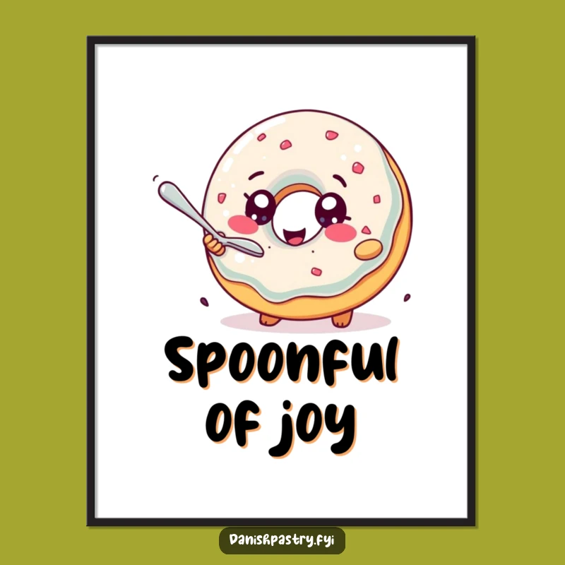 Funny Jelly Donut Digital Art: Delightful Pastry Chasing Spoon, Instant Humorous Decor Gift