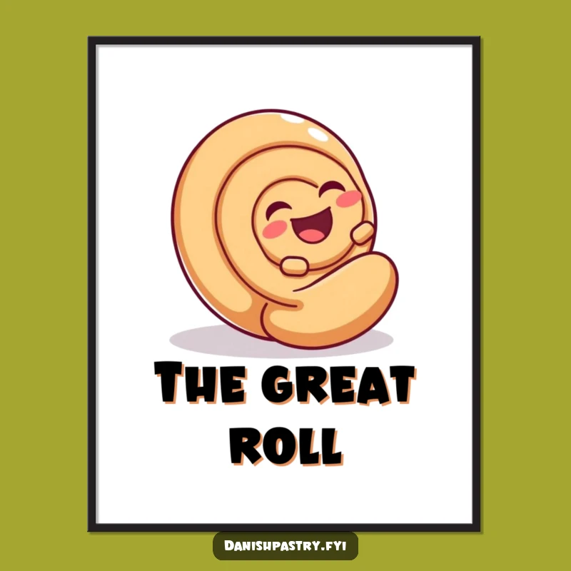 Funny Cinnamon Roll Roll Digital Art: Instant Pastry Laughs, Perfect Gift