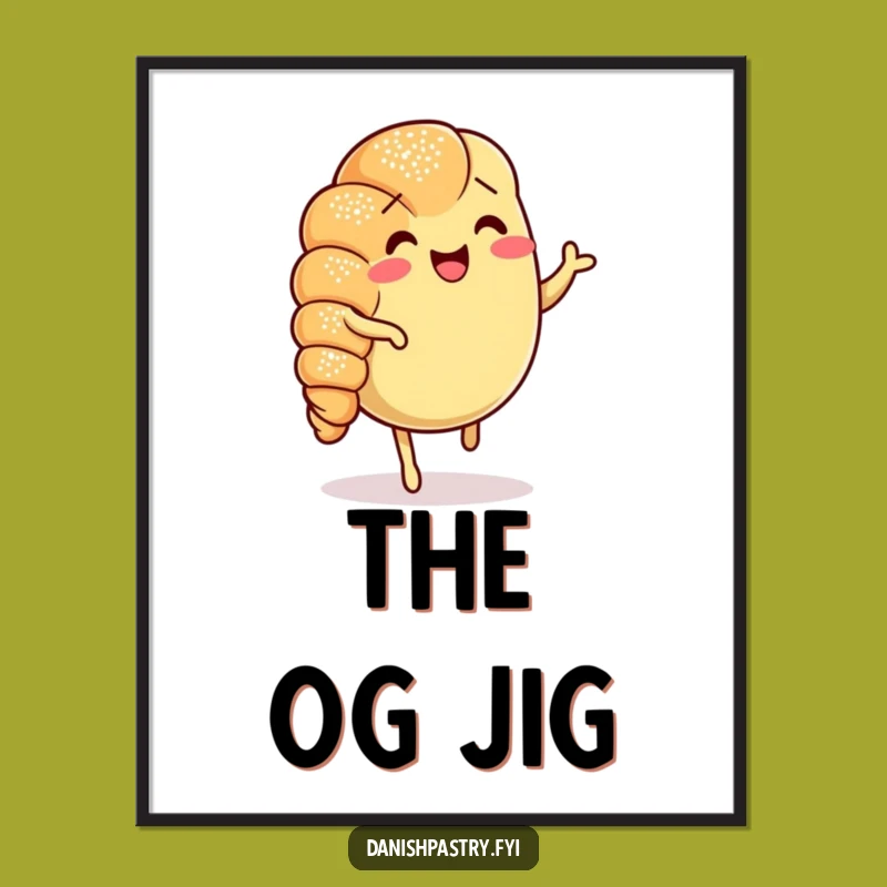 Funny Croissant Jig Digital Art: Instant Cheerful Pastry Joy, Perfect Gift
