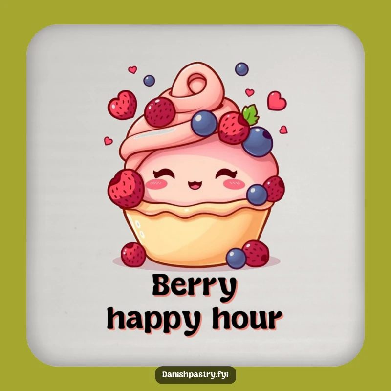 Funny Blushing Pastry Juggling Berries Coaster - Protect Surfaces Gift