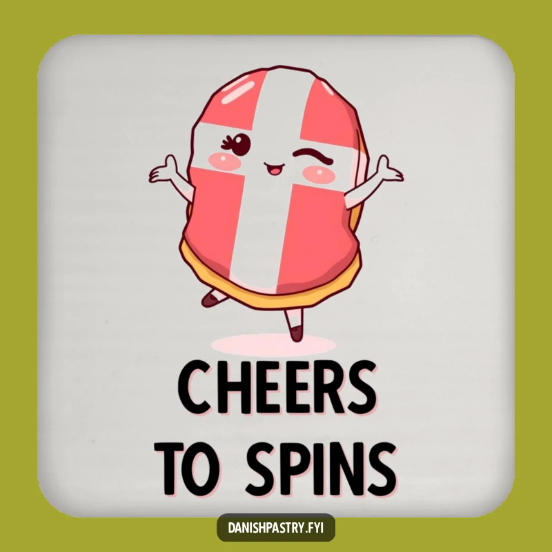 Funny Danish Flag Pastry Pirouette Coaster: Protect Surfaces with Playfulness