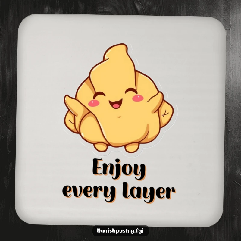 Funny croissant coasters, featuring a happy pastry character joyfully unfolding its flaky layers, adding charm and protection.