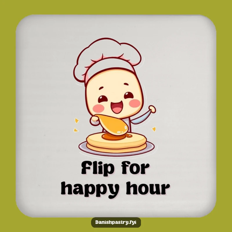 Funny Danish Chef Pastry Coaster Set: Protect Surfaces with Hilarious Breakfast Flair