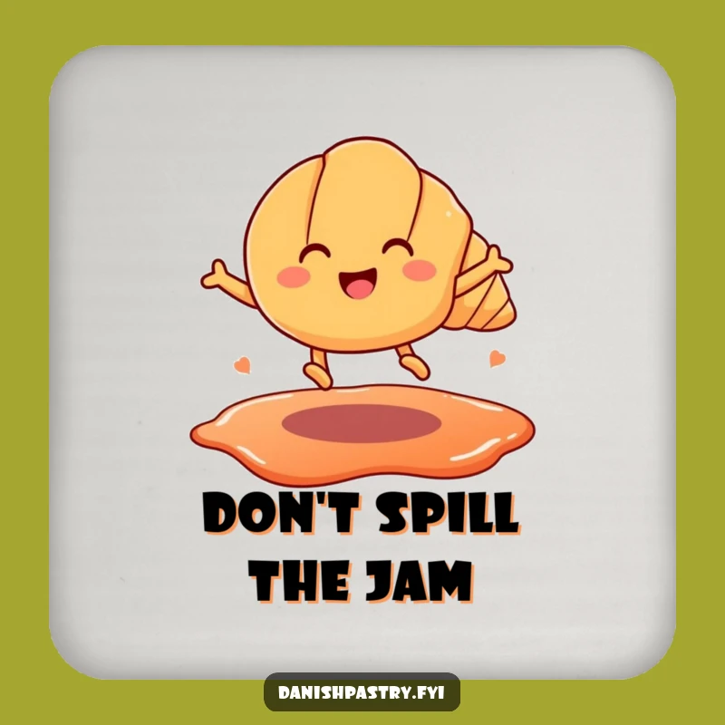 Funny Croissant Jam Leap Drink Coaster: Protect Surfaces with Pastry Humor, Perfect Funny Gift