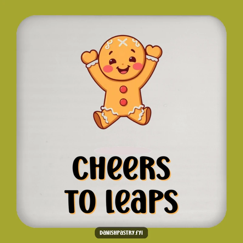 Funny Gingerbread Leap Coaster - Celebratory Dessert Protection for Tables