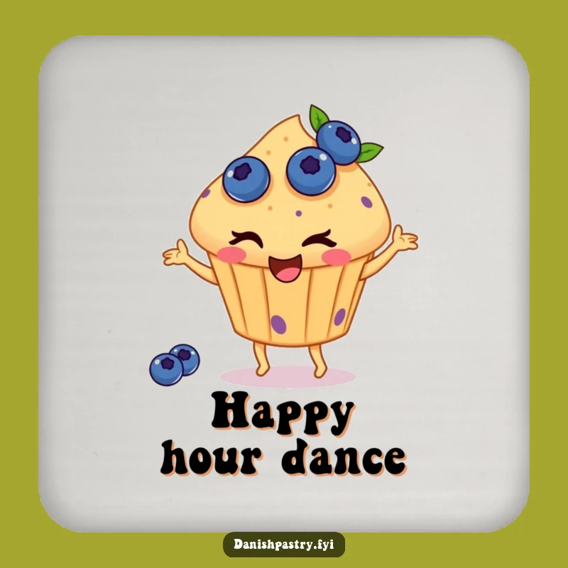 Funny Dancing Muffin Coaster - Protect Surfaces with Blueberry Charm!