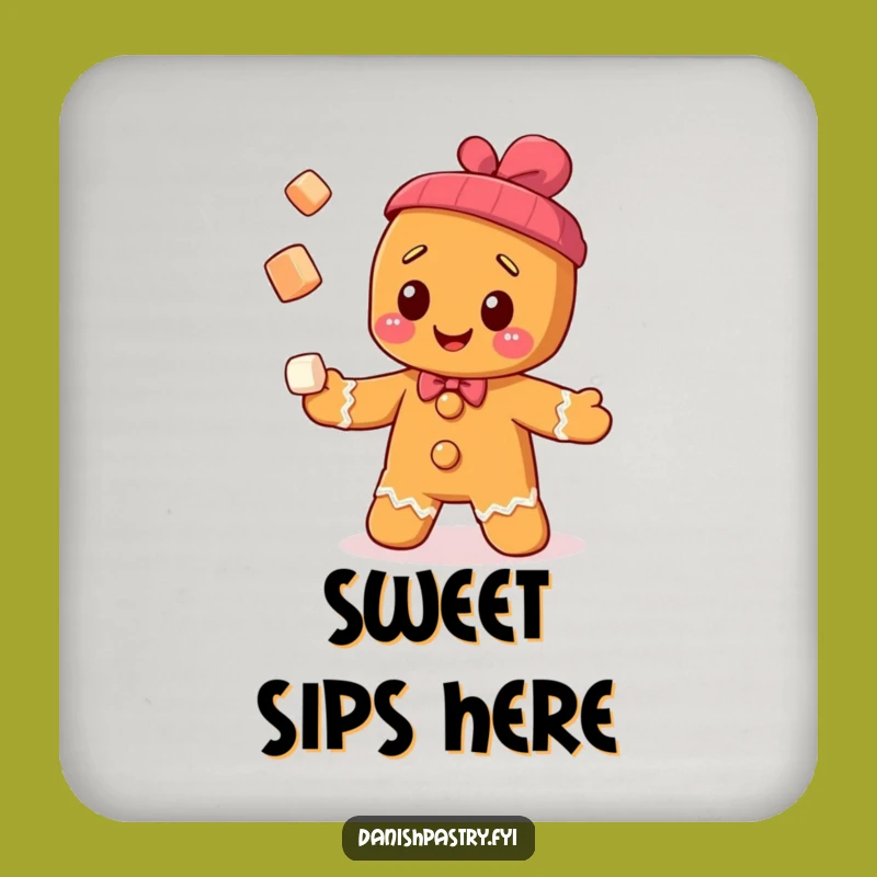 Funny Gingerbread Man Coaster Set - Juggling Cubes Protection for Sweet Tables