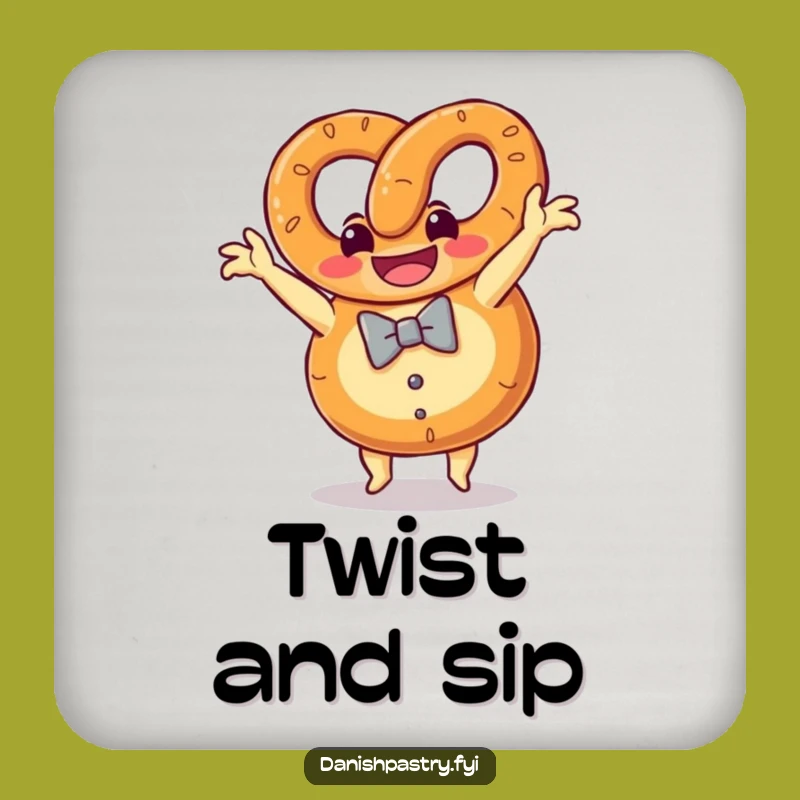 Funny Pretzel Somersault Coaster: Grinning Bow Tie Drink Protector Gift