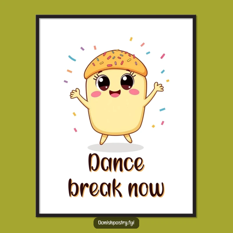 Funny Pastry Dance Poster, Sweet Treat Art for Cheerful Walls