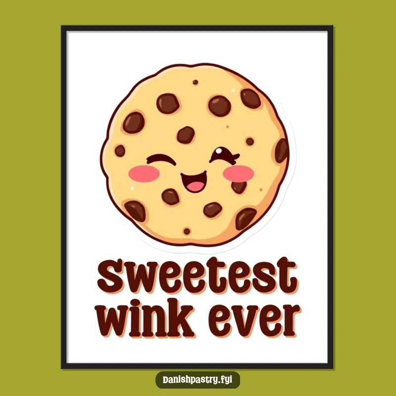Funny Cookie Art Print - Giggling Chocolate Chip Wall Decor Gift Idea