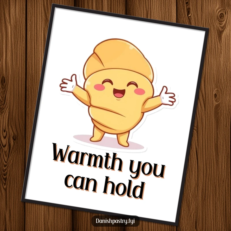 Funny Croissant Hug Poster print of a smiling character offering an embrace, perfect for bringing comforting and humorous wall art.