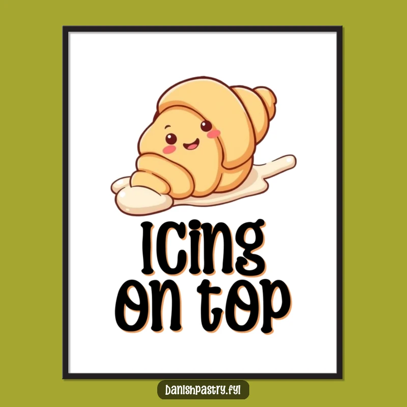 Funny Croissant Slide Poster - Sweet Wall Art, Playful Pastry Decor, Perfect Funny Gift!