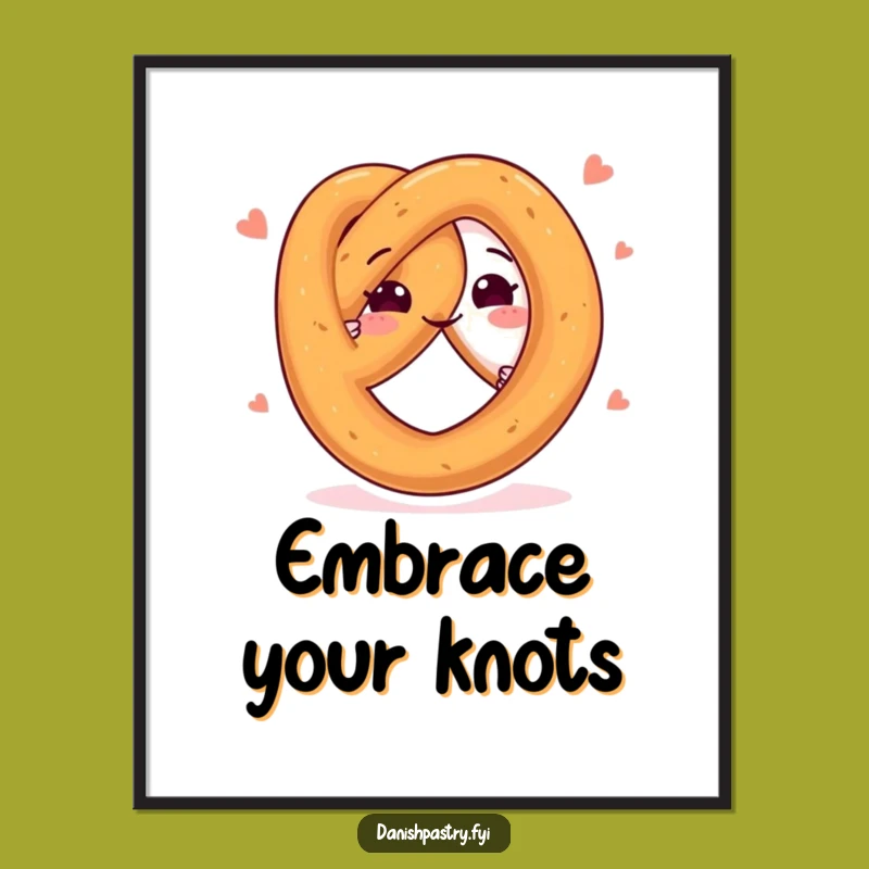 Funny Happy Pretzel Twists Poster - Joyful & Playful Snack Art Gift